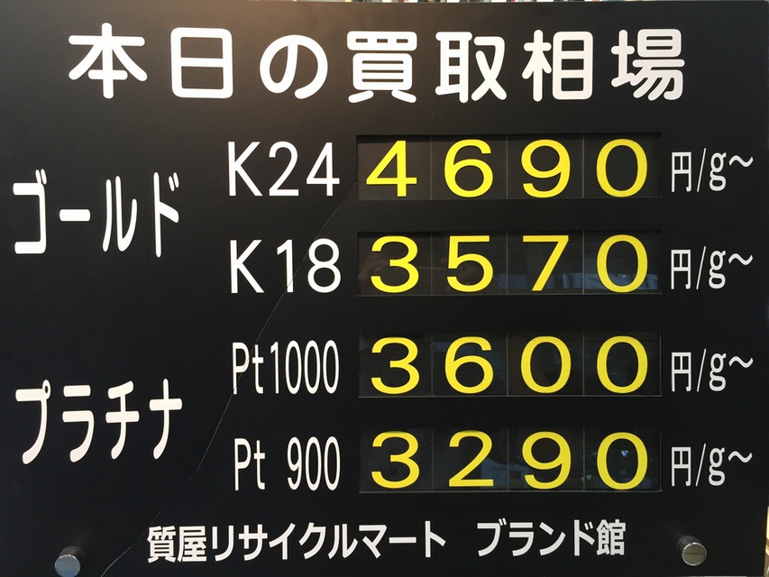 相場 1g 今日 プラチナ 今日の金相場